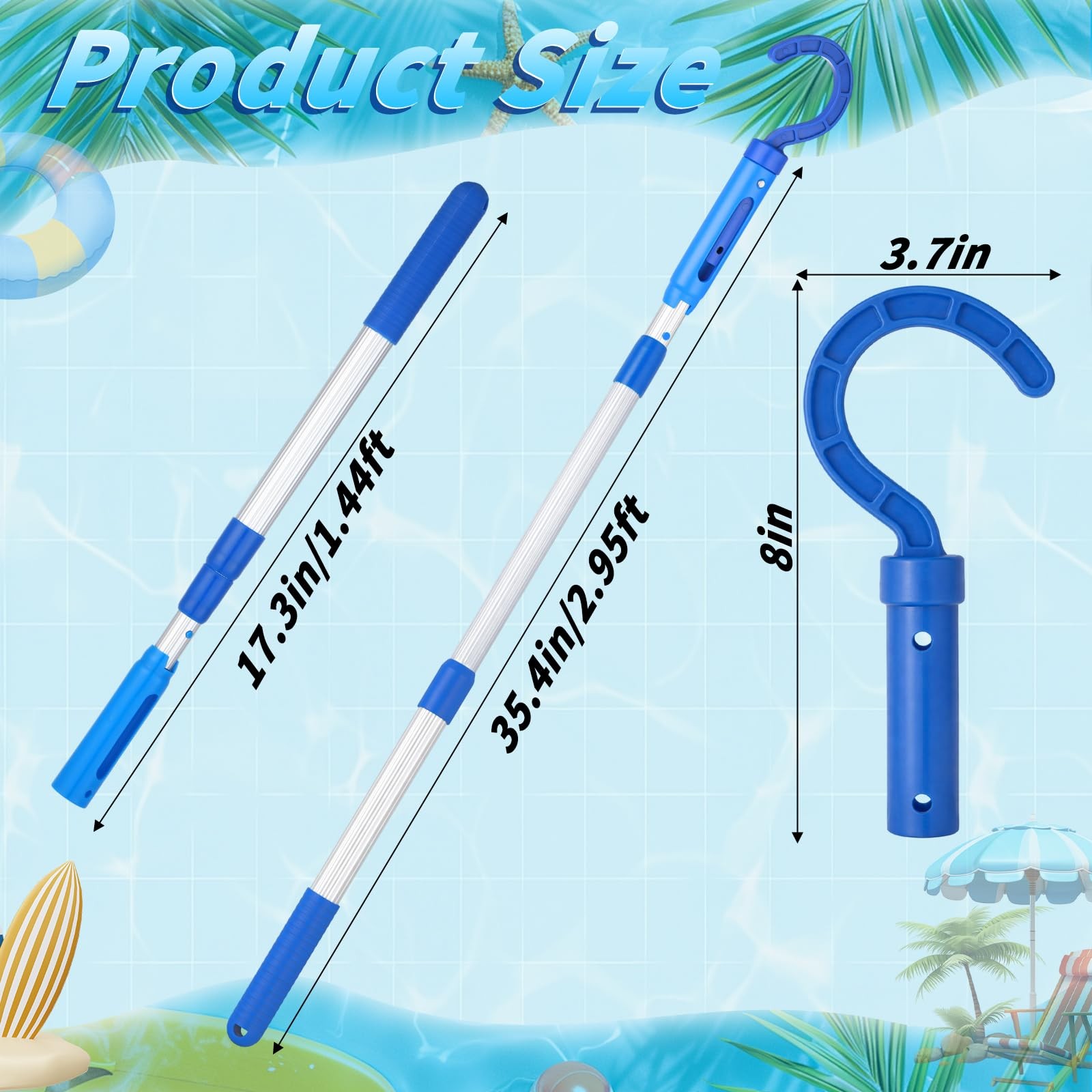 Hook for All Robotic Pool Cleaner with 45 » Telescopic deep blue