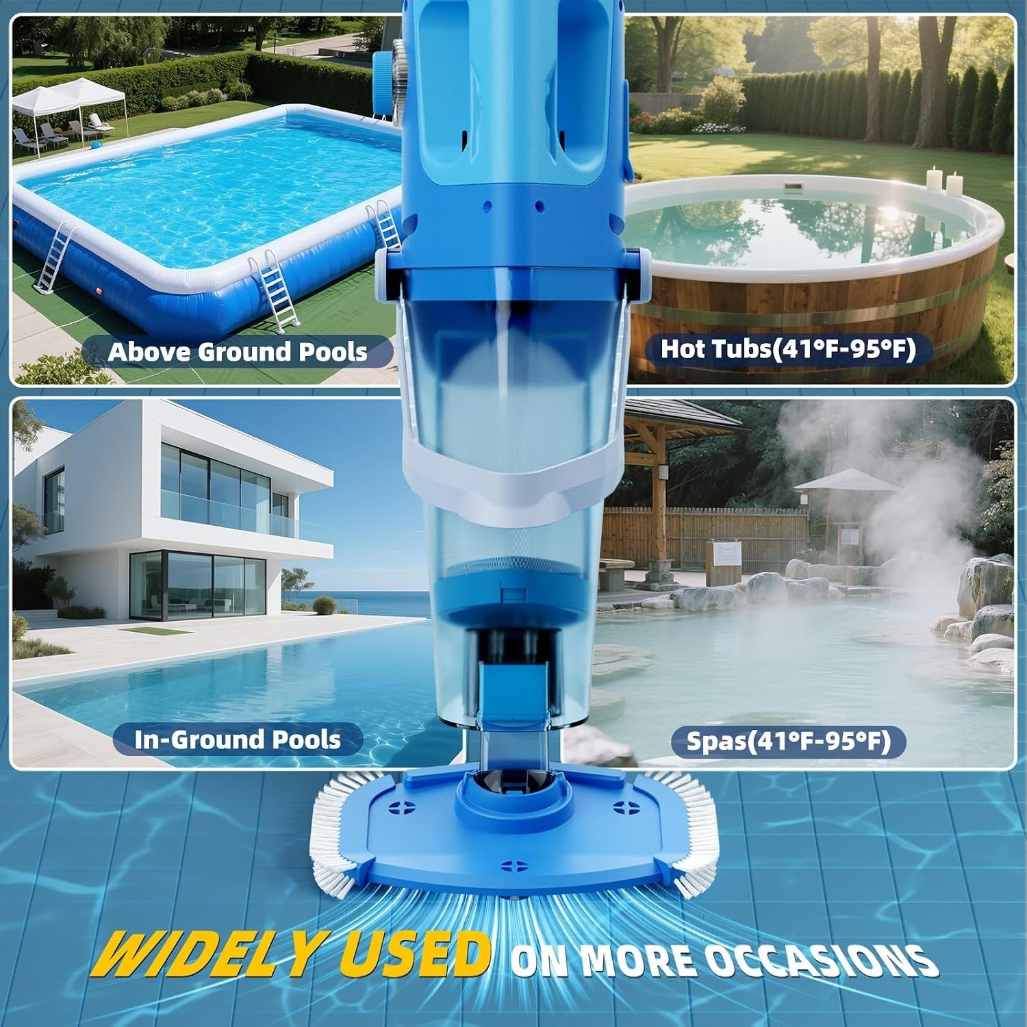 Cordless Pool Vacuum, 1950 GPH Powerful Suction, Handheld Pool Cleaner with Tele