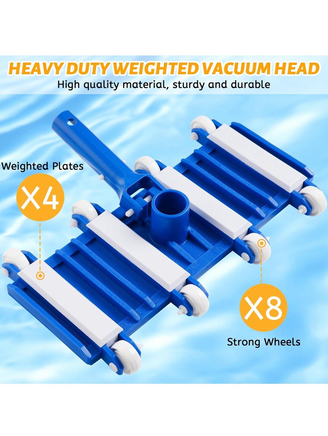 Pool Vacuum Head with Wheels 14 Heavy Duty Head Flexible Swimming Pool Vacuum