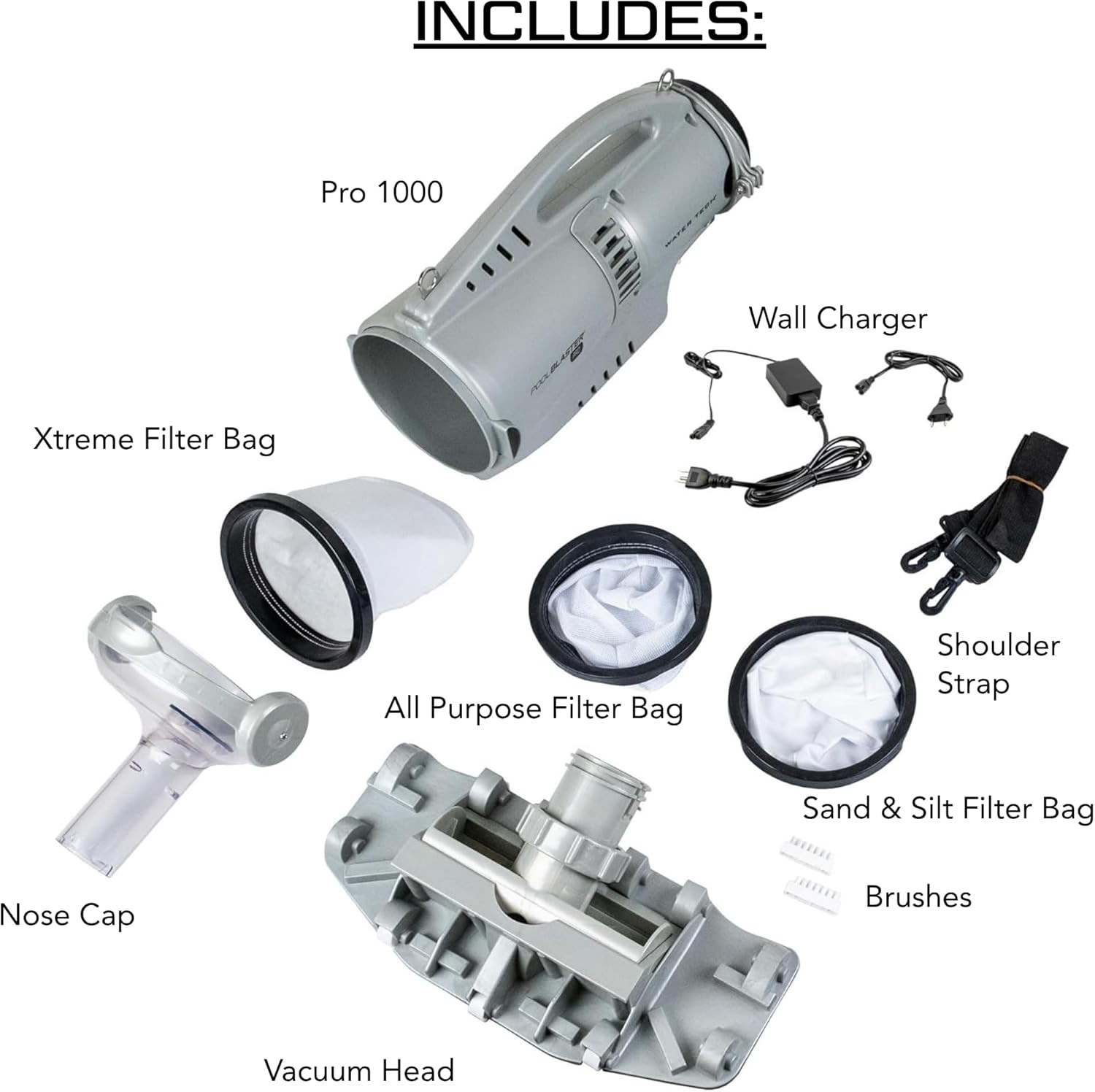 Pro 1000 Commercial Pool Vacuum for Inground Pools, Cordless Portable Heavy Duty