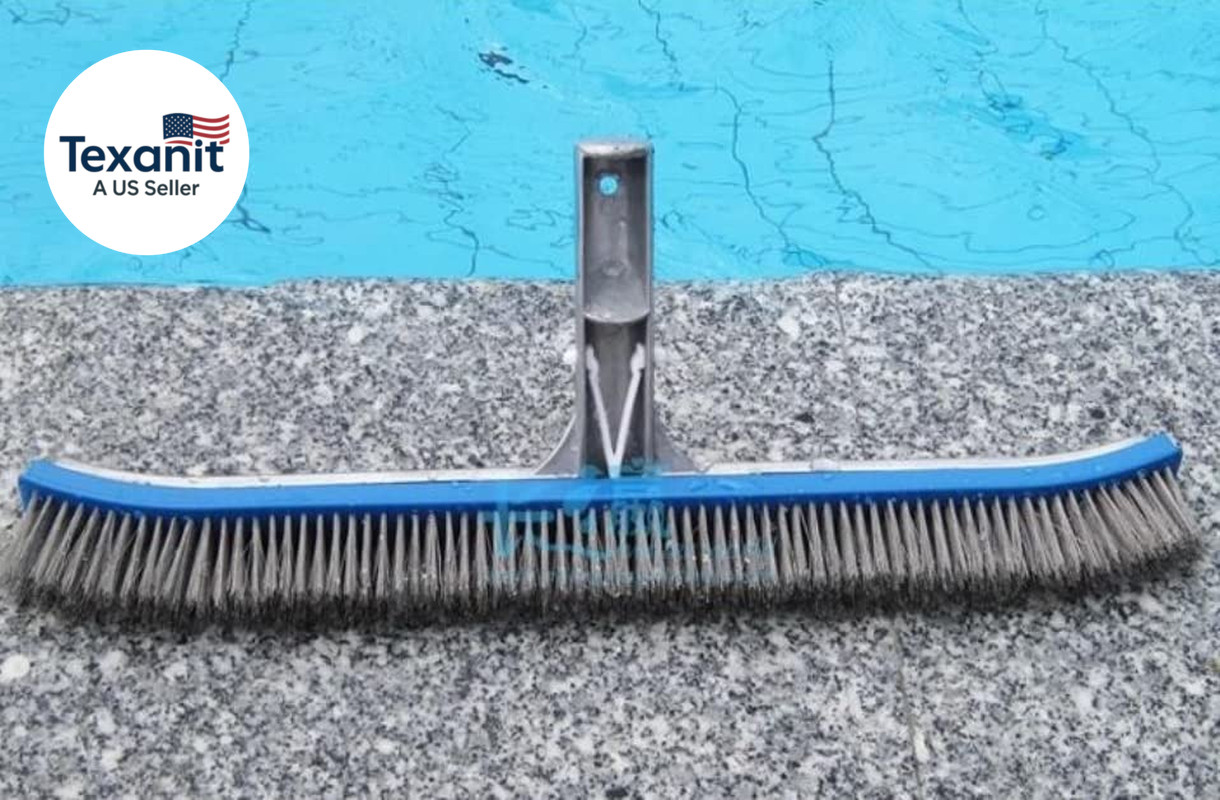 Pool Brush Head, 18&Prime; Heavy Duty for Cleaning Walls & Floors, Stainless Steel Bri