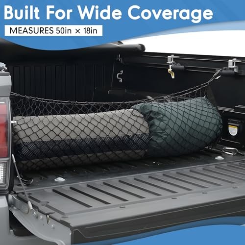 Truck Bed Cargo Net 50&Prime;x18&Prime; for Pickup – Durable Storage Organizer