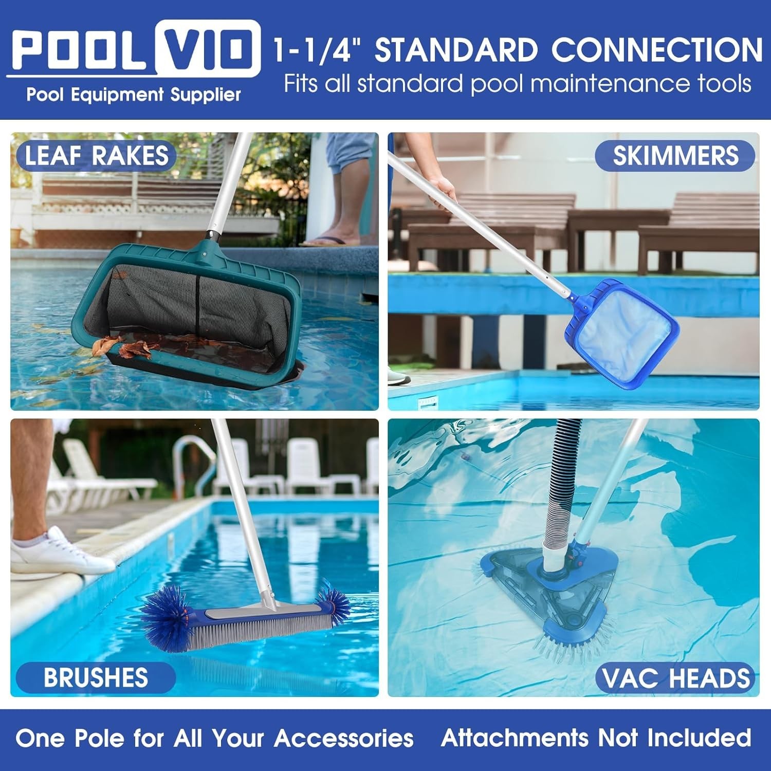 Pool Telescopic Pool Pole 12 Ft Adjustable Aluminum Pool Cleaning Tool for