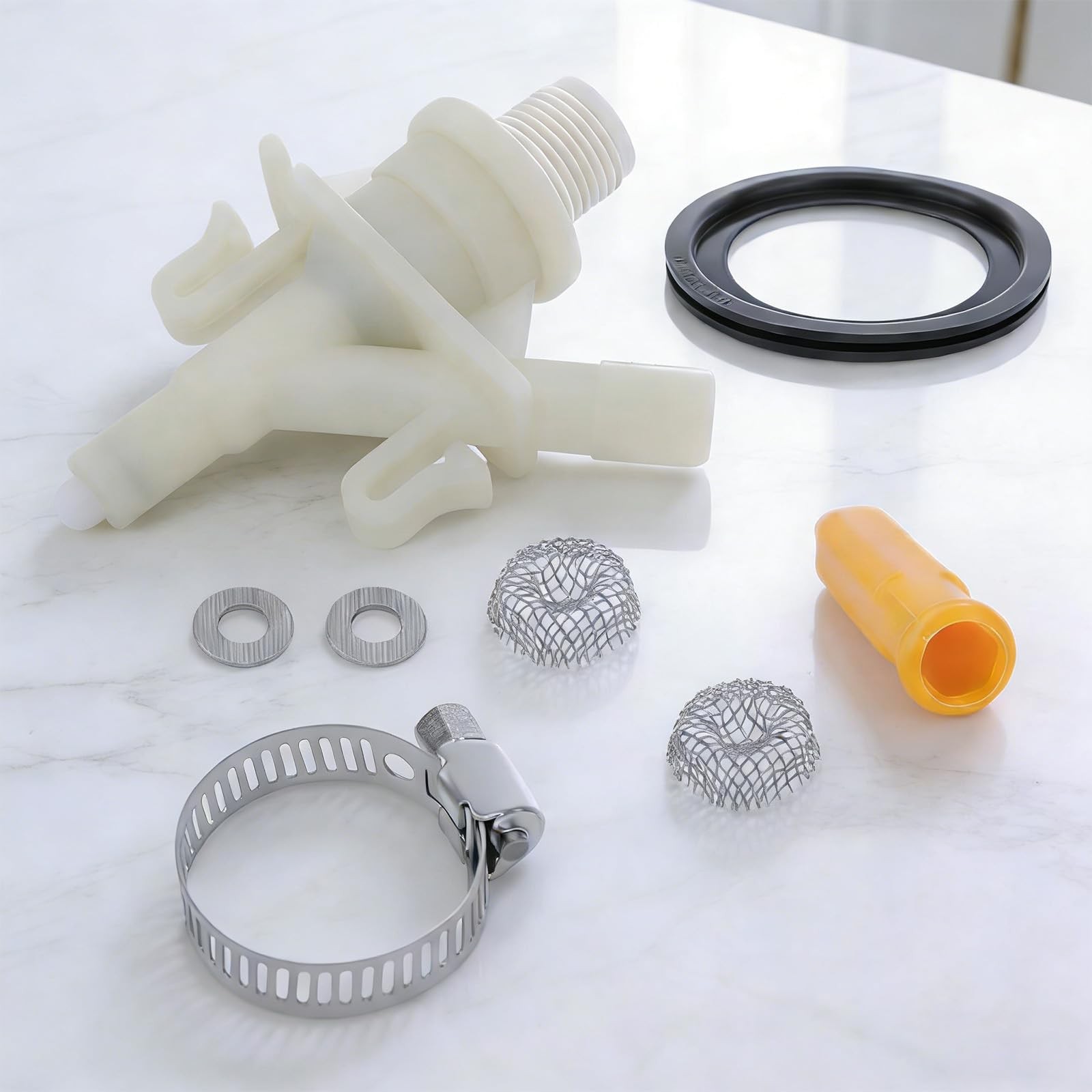RV Toilet Water Valve Replacement Kit for black, white, silver