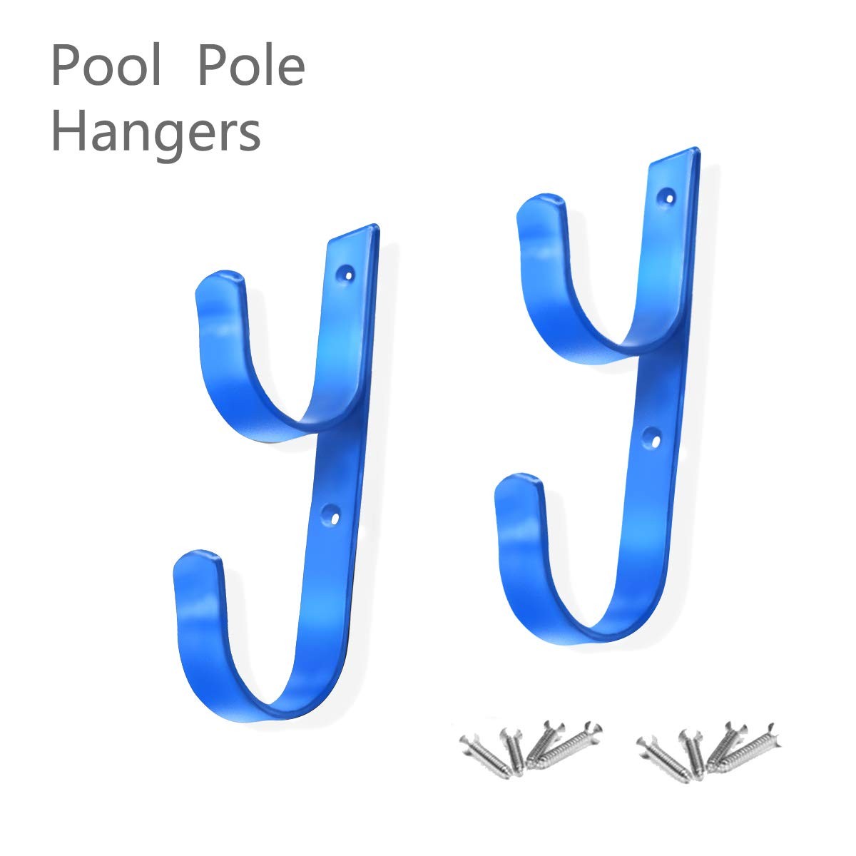 2 PCS Set Wide Pool Pole Hangers Heavy Duty Blue Aluminium Holder Hooks with …