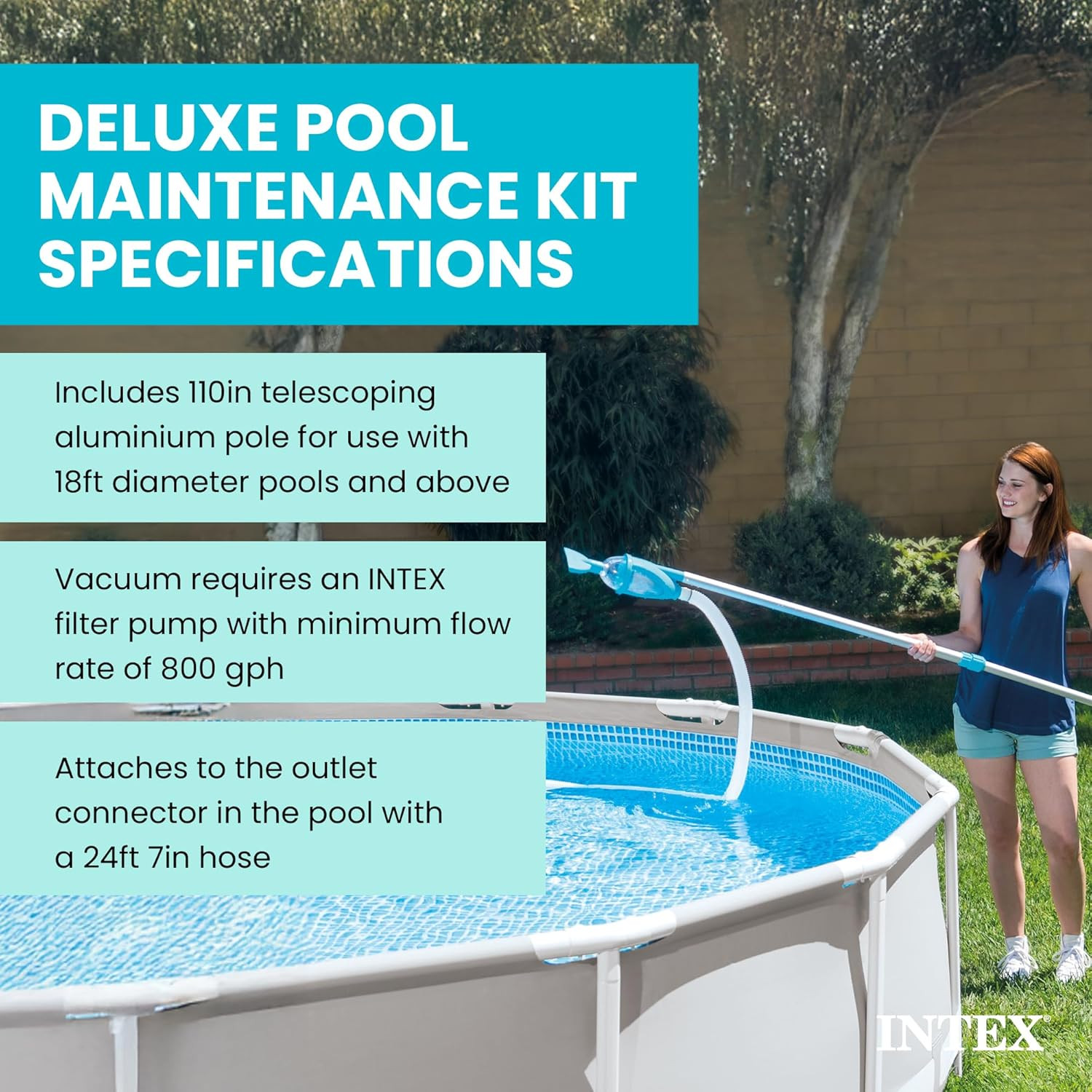 Intex 28003E Deluxe above Ground Pool Maintenance Kit for Minimum 800 GPH Flow R