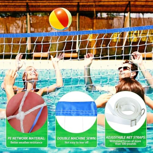 Pool Volleyball Net Replacement 15/20 Ft Extended Length 15Ft-26Ft 15×3 FT