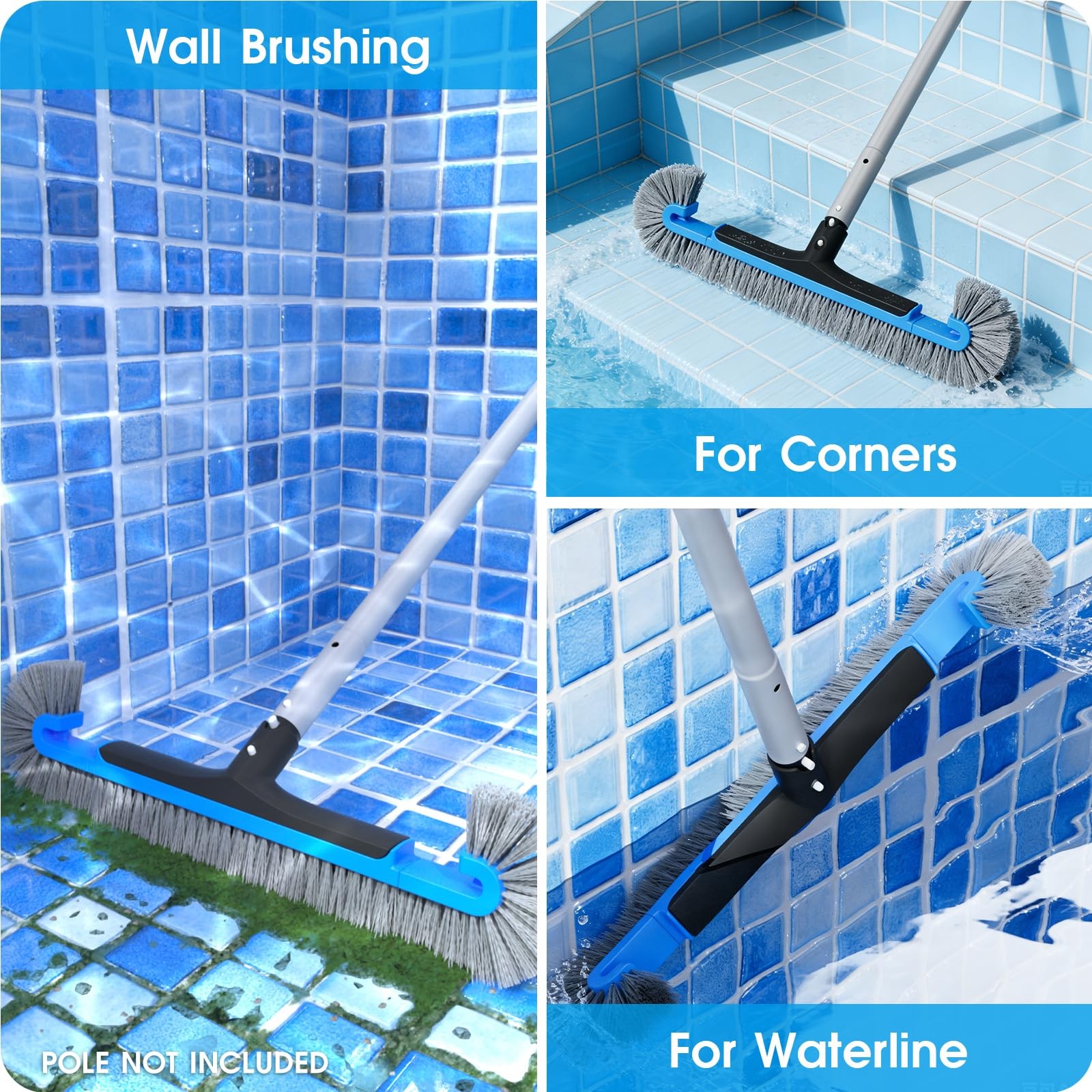 TidyMister 20 » Pool Brush Head for Cleaning Pool Walls, Curved Side Brush fo…
