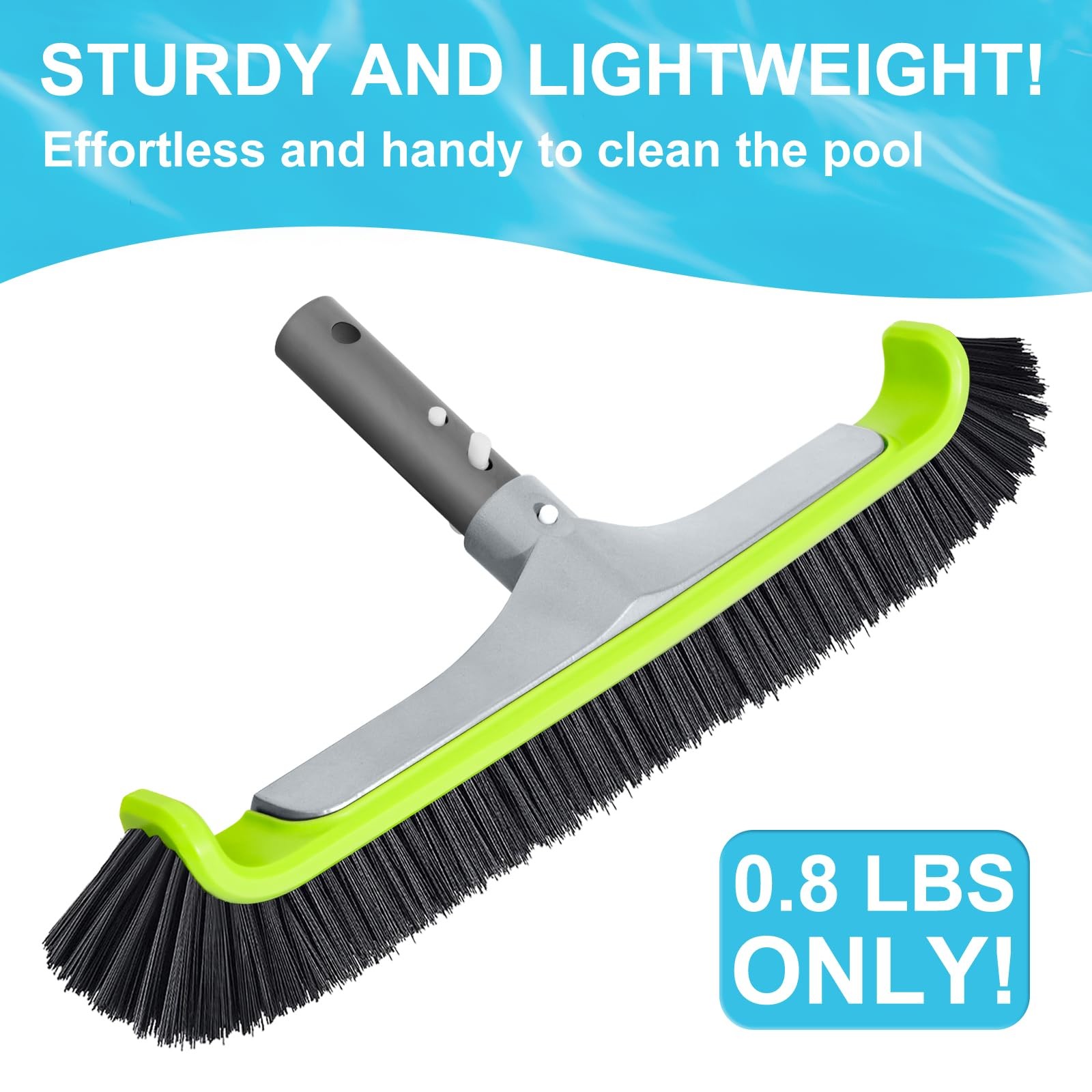 Heavy Duty Pool Brush Head with Curved Ends for Wall Cleaning