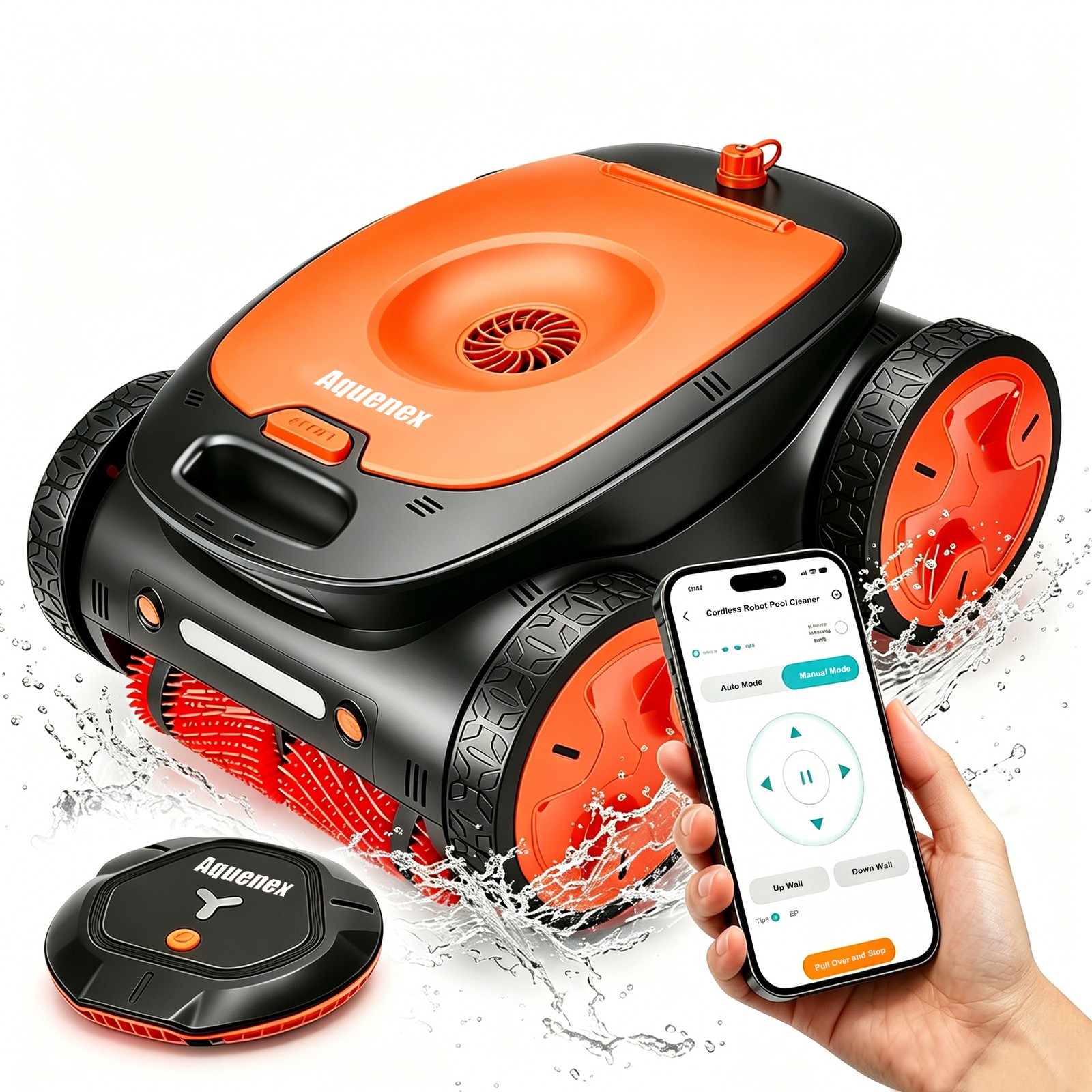 5460GPH Cordless Robot Pool Cleaner, Automatic Pool Vacuum, App & Remote,210-Min