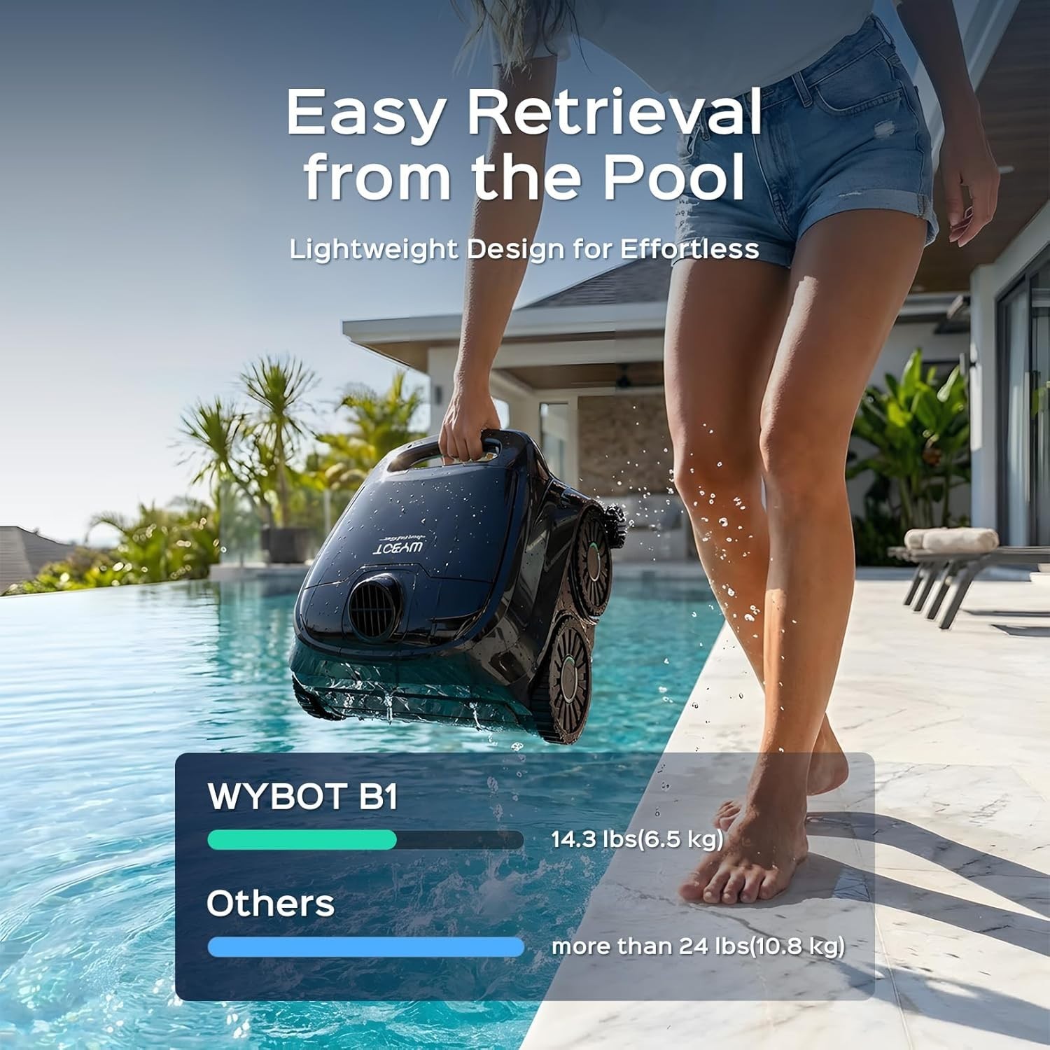 Battery-Powered Robotic Pool Cleaner with App Control Black Green