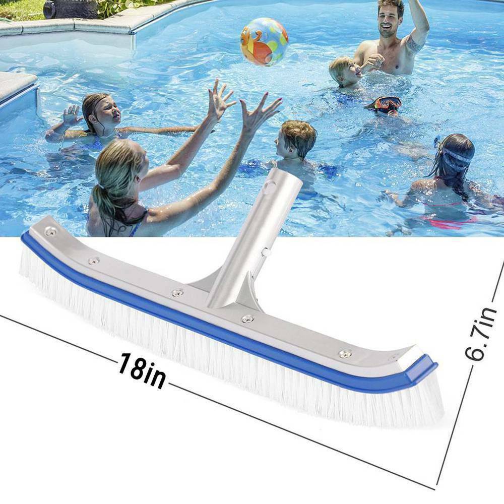 18&Prime; Curved Wall Floor Brush w/Aluminum Handle for In/Above Ground Swimming Pool