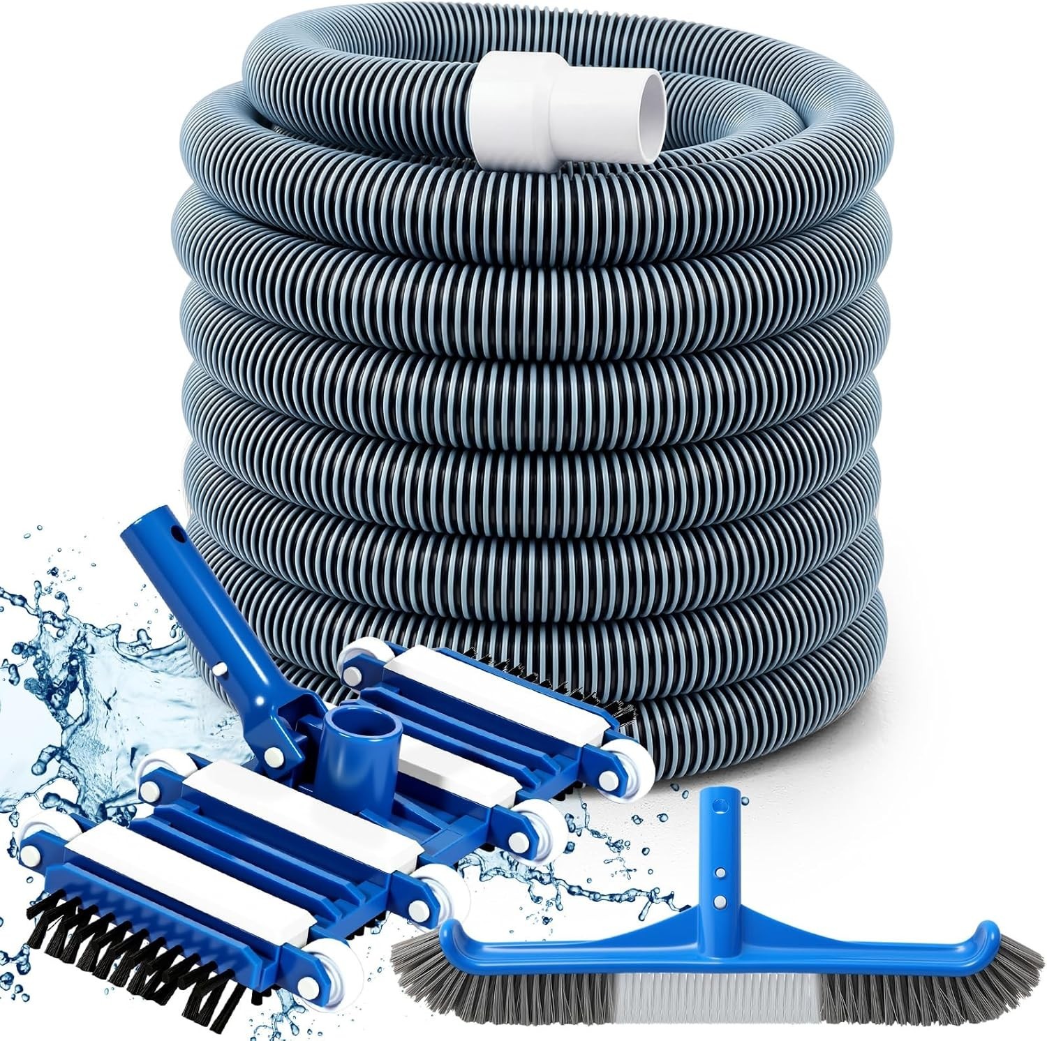 3 Pcs Pool Cleaning Kit Swimming Pool Vacuum Head Hoses 1-1/2&Prime; x 30ft with Swive