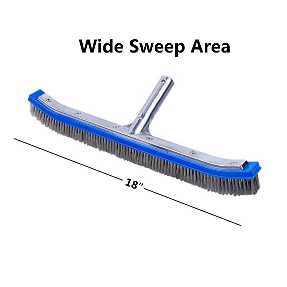 18 Inch Heavy Duty Pool Brush Head w/ Stainless Steel Wire Bristles for Concrete