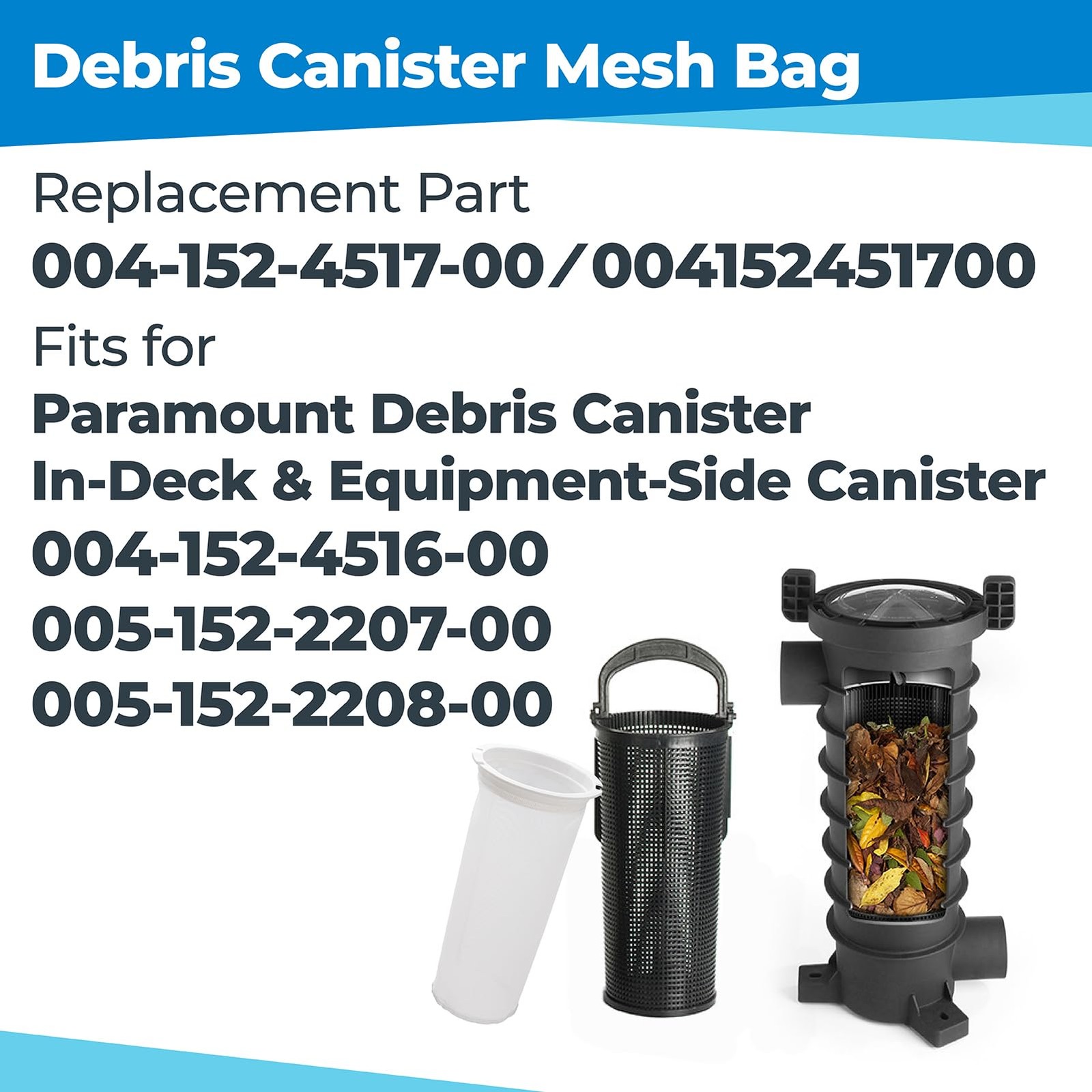 PROSOCOOL Debris Canister Fine Mesh Bag 004152451700 Replacement for WHITE