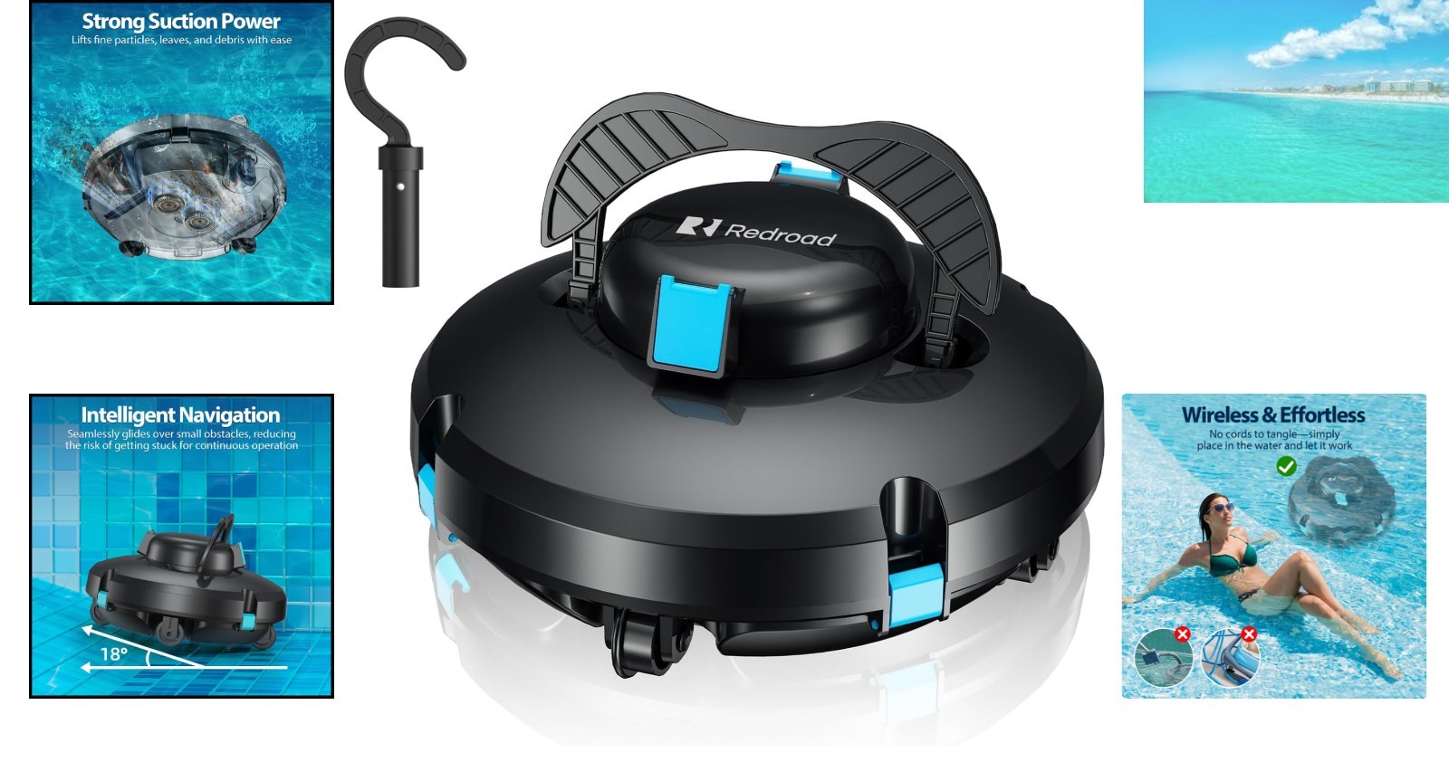 Automatic Pool Vacuum with Powerful Suction – Ideal for Pools Up to 1200 Sq.Ft