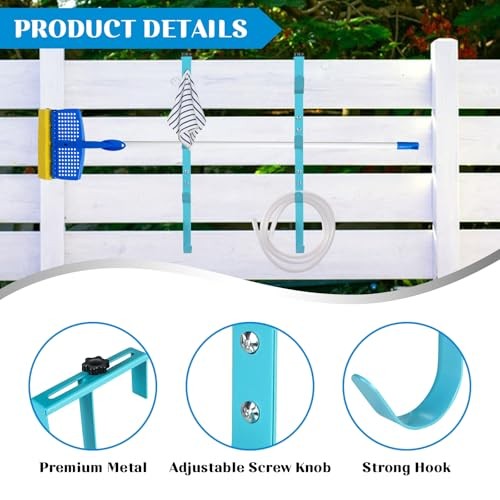2Sets Blue Four Pool Pole Hooks Hangers, 1.0 Inches blue-4 hooks-2pcs