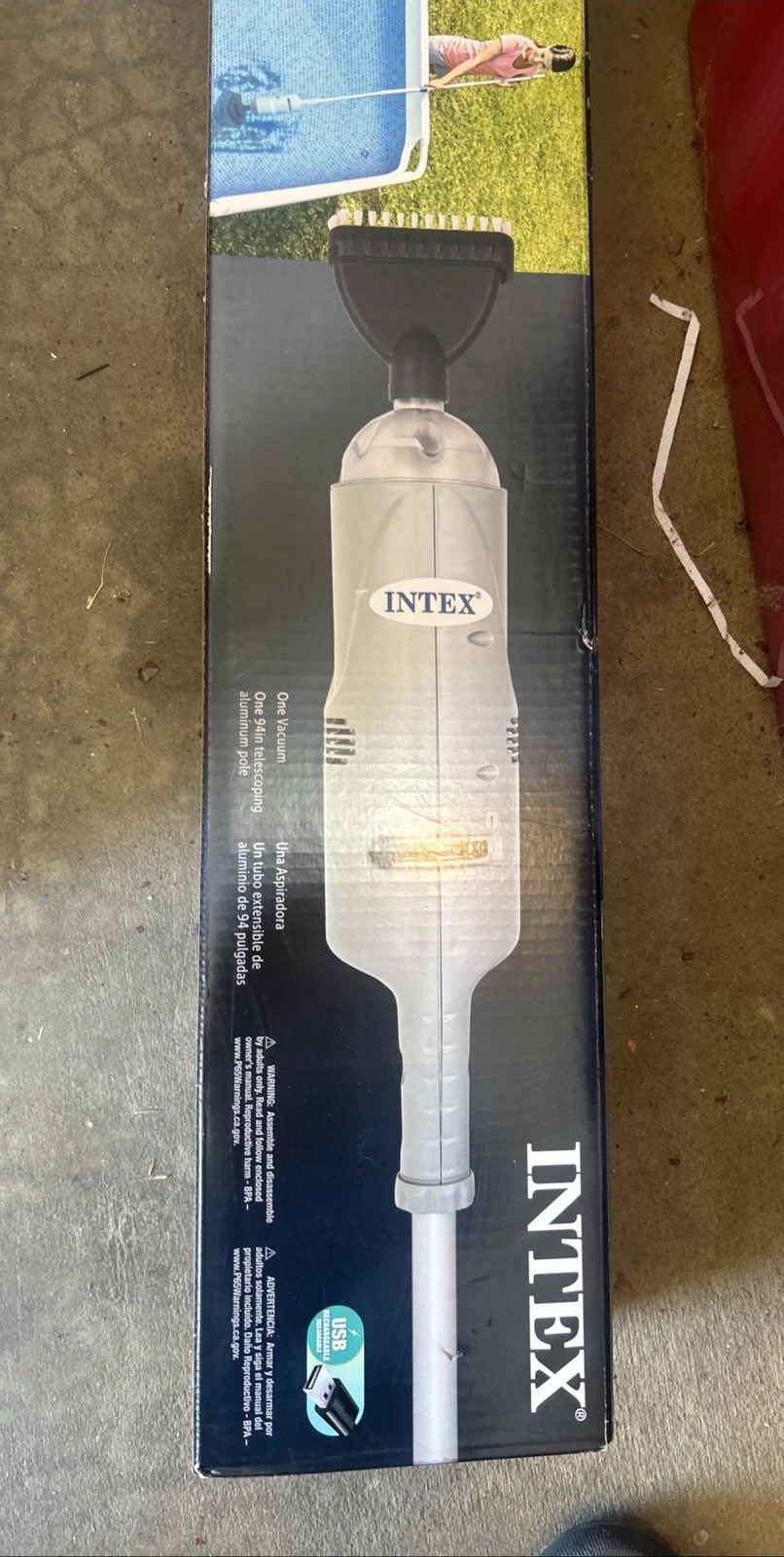 Intex Rechargeable Handheld Above Ground Pool Vacuum Cleaner W/2 Brush Heads New