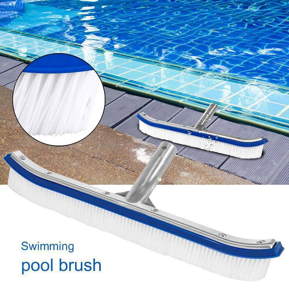 18&Prime; Curved Wall Floor Brush w/Aluminum Handle for In/Above Ground Swimming Pool