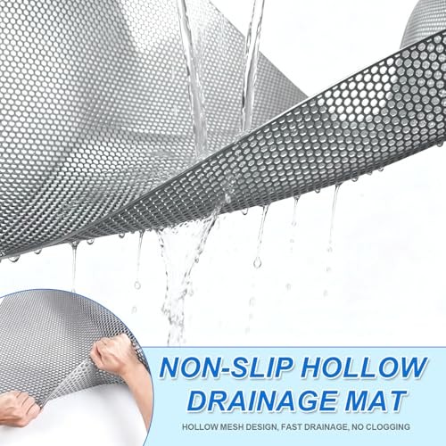Drainage Mat, 4mm PVC Hexagonal Non-Slip Pool Floor Mat, Anti 3 x 4.9 ft Grey