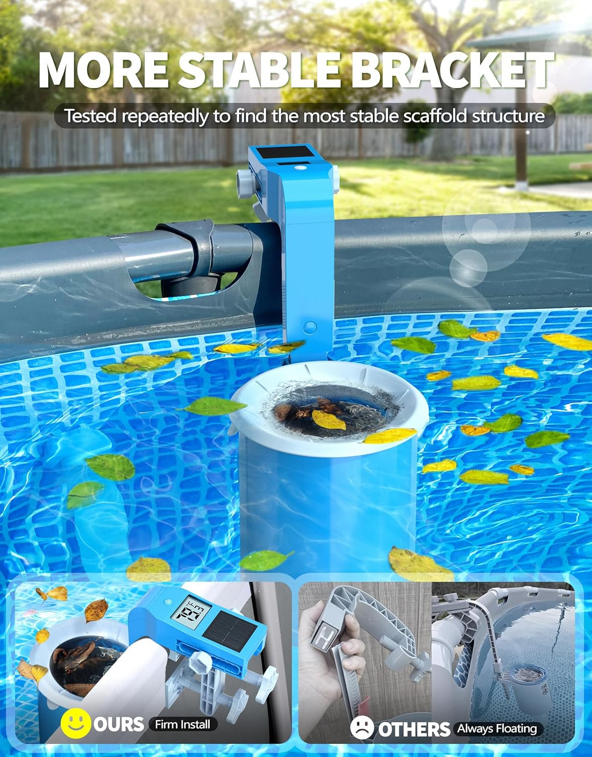 above Ground Pool Skimmer with Solar Digital Thermometer | Wall Mount Surface Sk