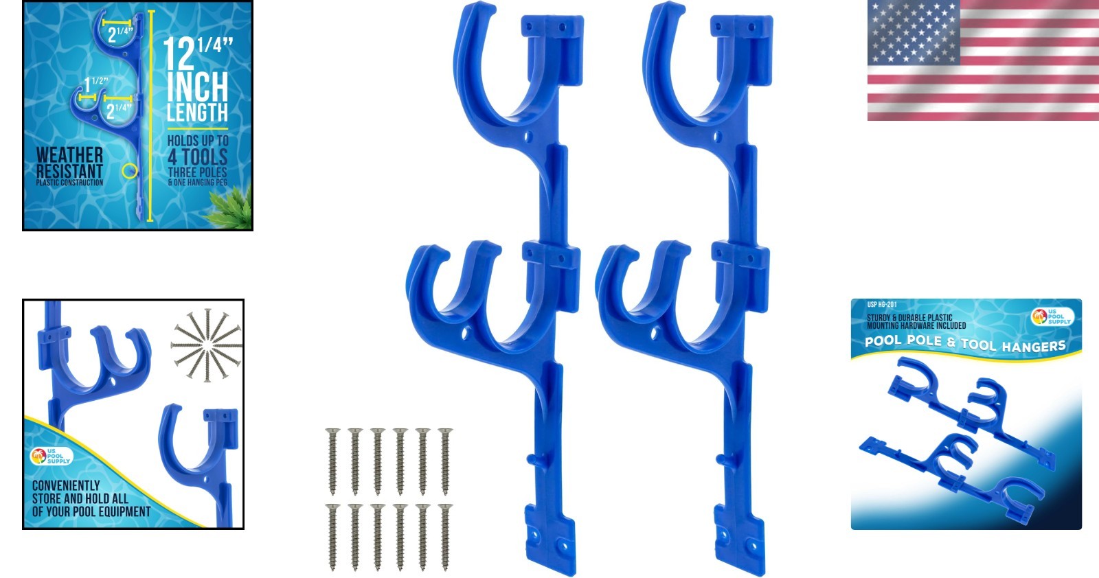 Secure & Sturdy 2 Plastic Pool Pole Hangers for All Your Maintenance Accessories