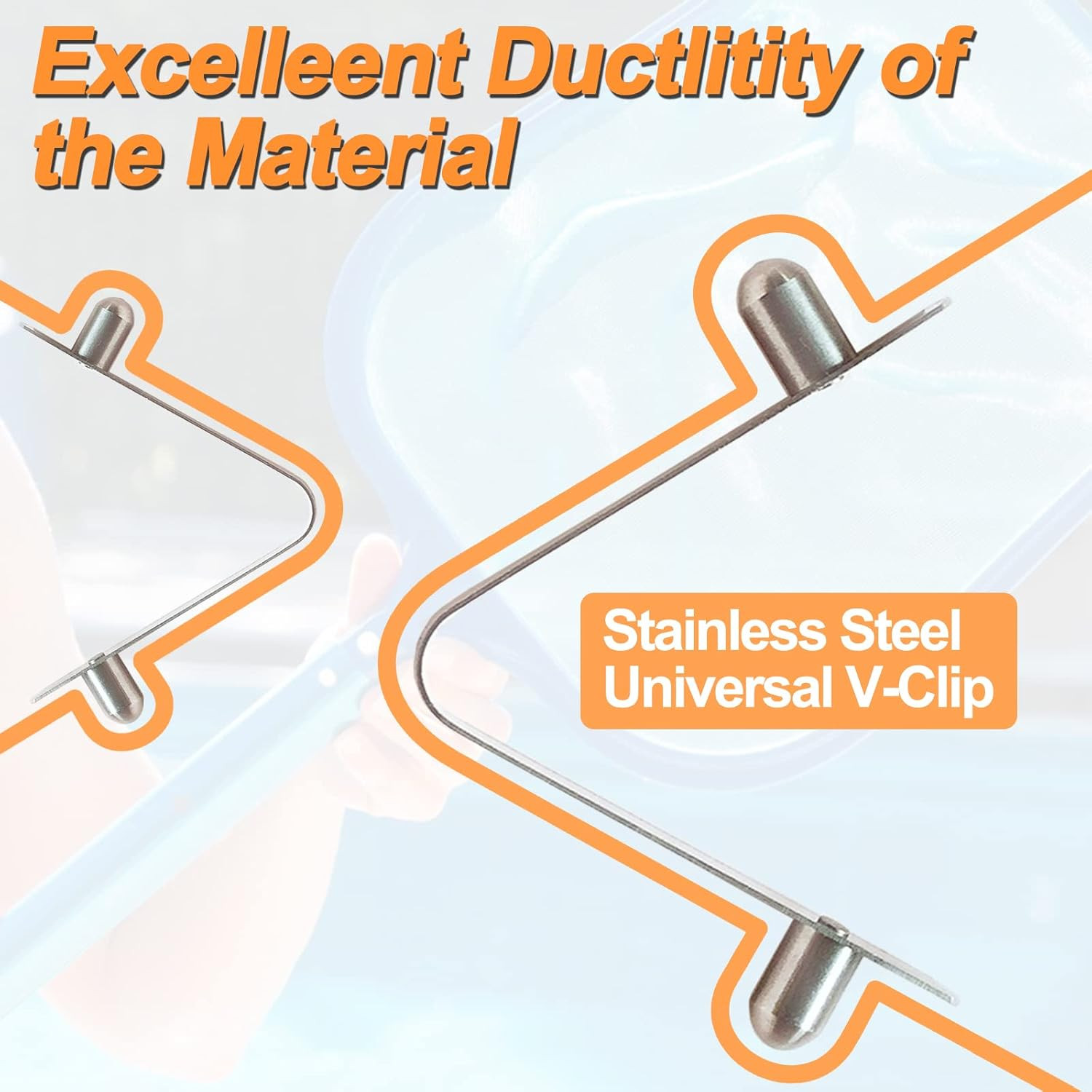 10 PCS Stainless Steel V-Clips Butterfly V Clip for Swimming Pool Spa Brush, Lea