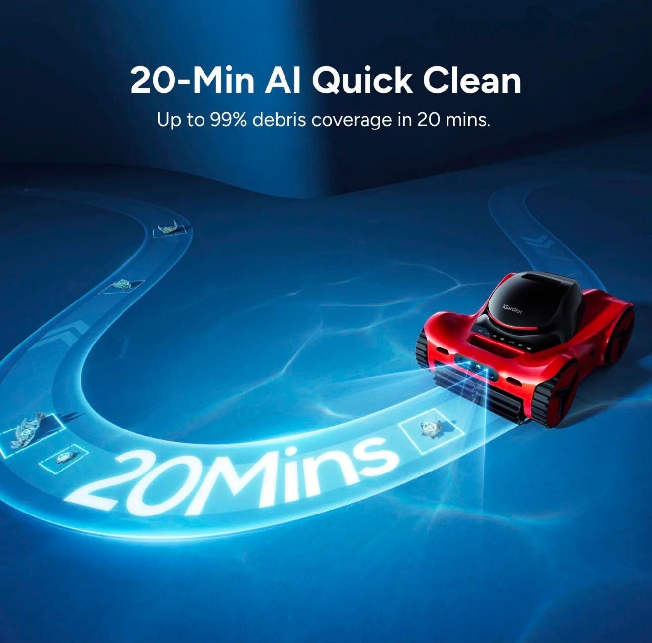 iGarden M1 AI Series Robotic Pool Cleaner AI-Powered Dual Suction Red/Black