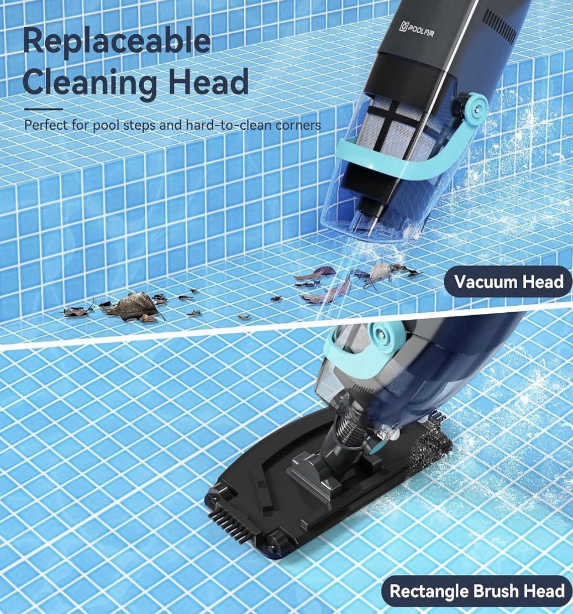 PoolMr Cordless Handheld Pool Vacuum, Rechargeable Pool Cleaner, 18.5 Gal/Min