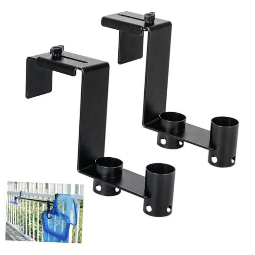Lettry 2 Pcs Pool Fence Hooks, Pool Tool Organizer, for Adjustable 2pcs Black