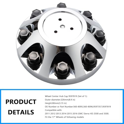 Wheel Center Hub Cap (), 8 7/8 Inch Diameter Center Cover 9597819 Set of 1