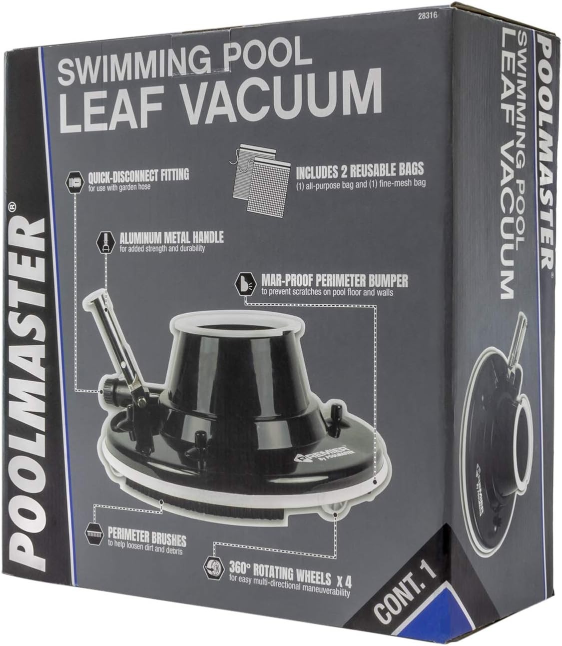 Swimming Pool Leaf Vacuum Large 15-inch ABS Body Reusable Mesh Leaf Bags