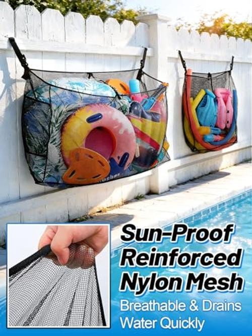 2 Pack Pool Float Storage Bag – Large and Small Mesh Hanging Pool Toy