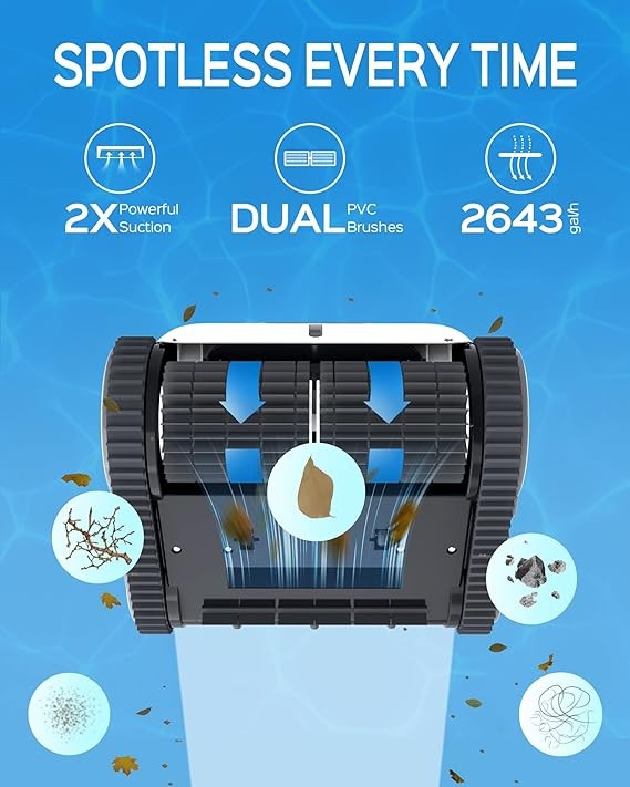 WYBOT Robotic Pool Cleaner Ground Pools up to 60 FT Cordless WY3312 – Black