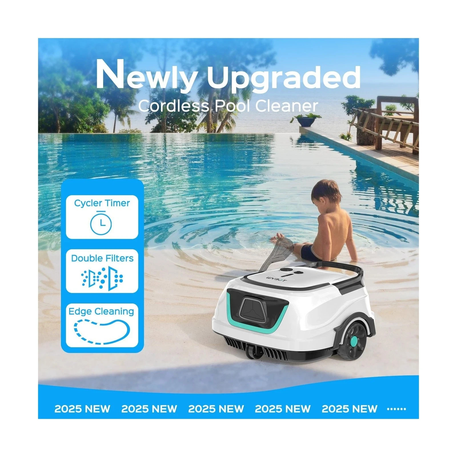 A1 Cordless Robotic Pool Cleaner, Automatic Pool Vacuum for Above Ground with…
