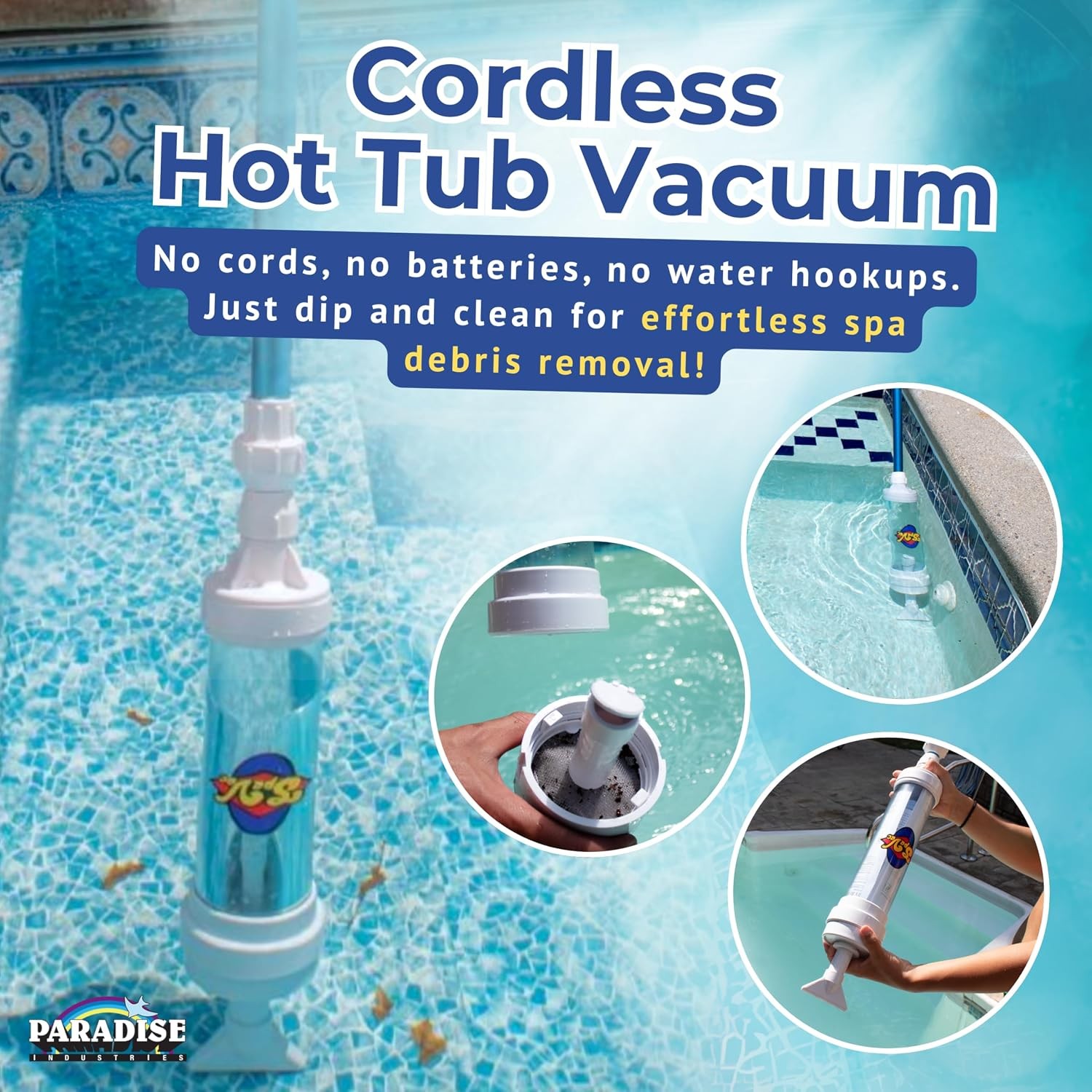 6250 Paradise Power Spa Vacuum – Manual Spa Vac for Hot Tub, Pool Stairs & Spas