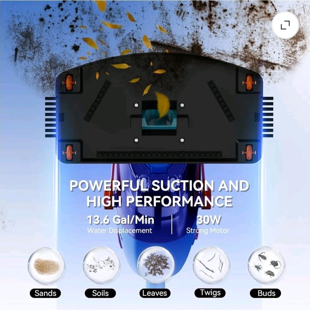 LVKE L2 Cordless Handheld Pool Vacuum Telescopic Pole 30W Strong Suction New