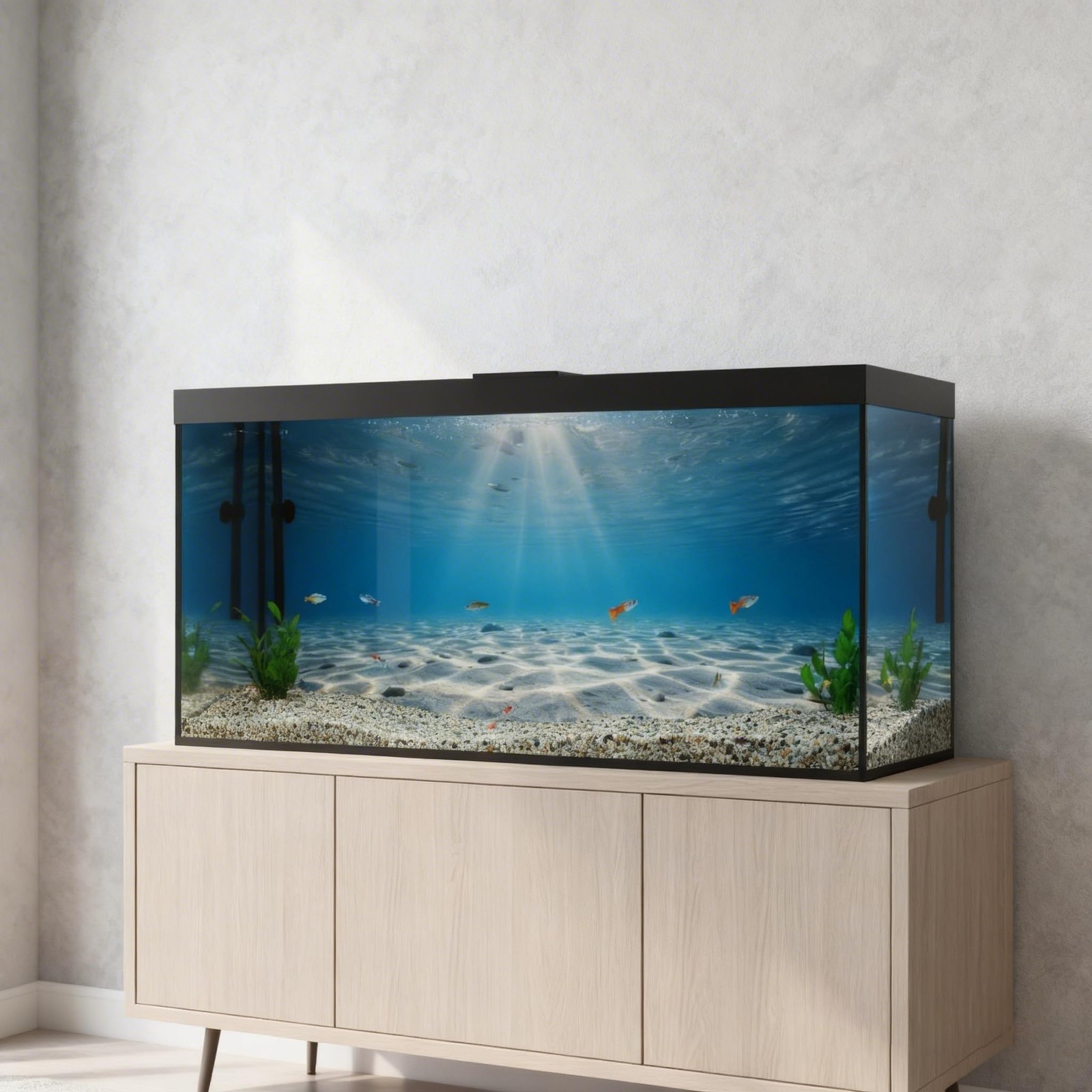 Undersea Aquarium Background & Double-Sided Sponge Brush for Fish Tanks 30×18&Prime;