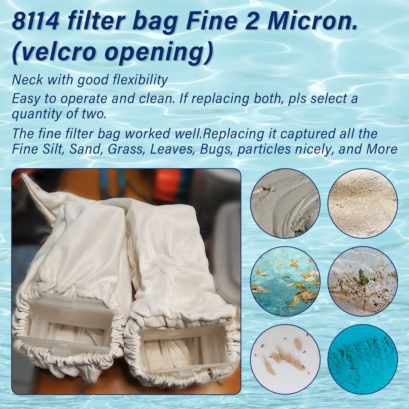 Fine Filter Bag Replacement for Pool Cleaners – Fits Aquabot S-2-40, S2-50, Pura