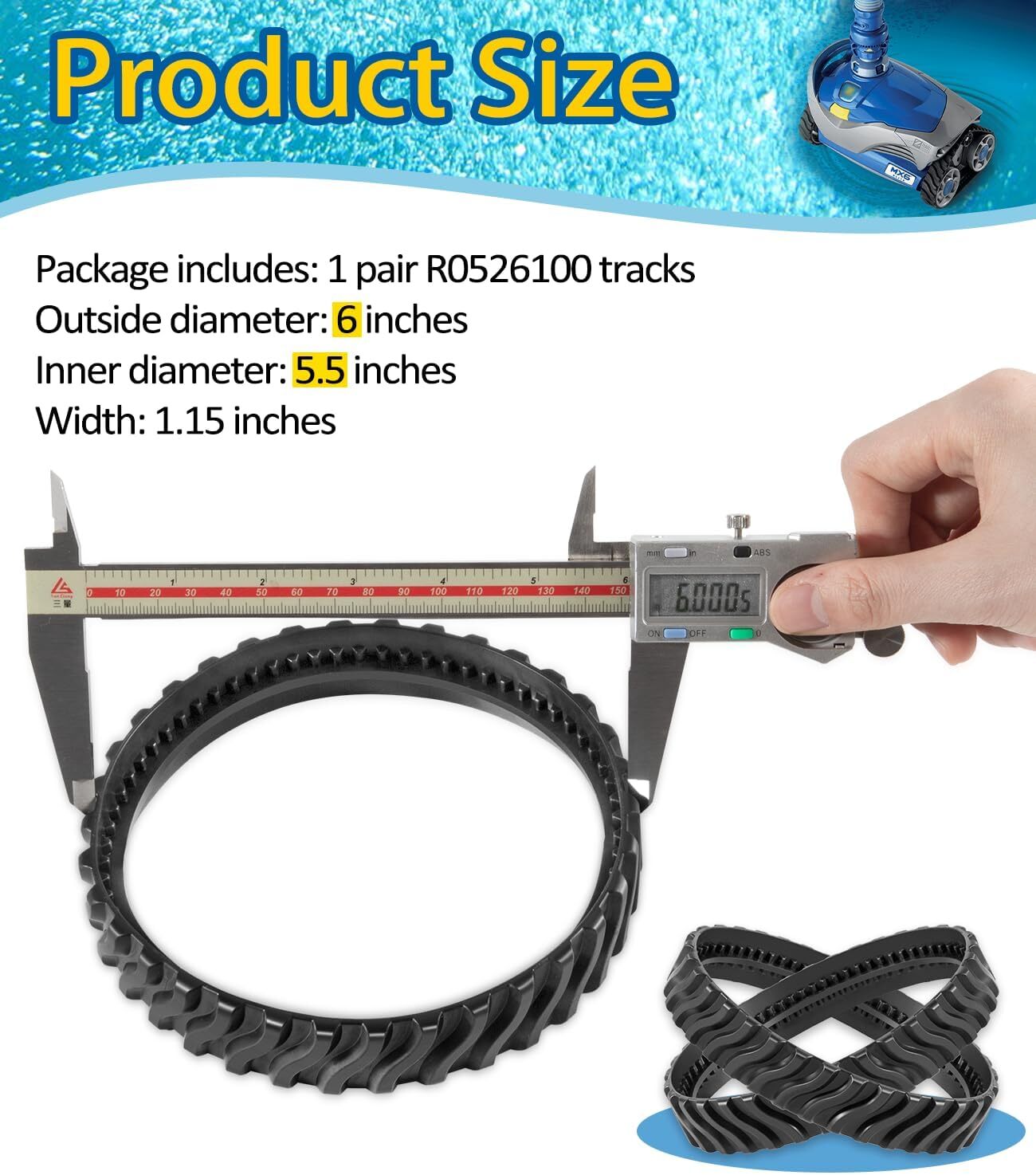 R0526100 Track Replacement For Baracuda Zodiac MX8 MX6 MX8 Elite Pool Cleaner