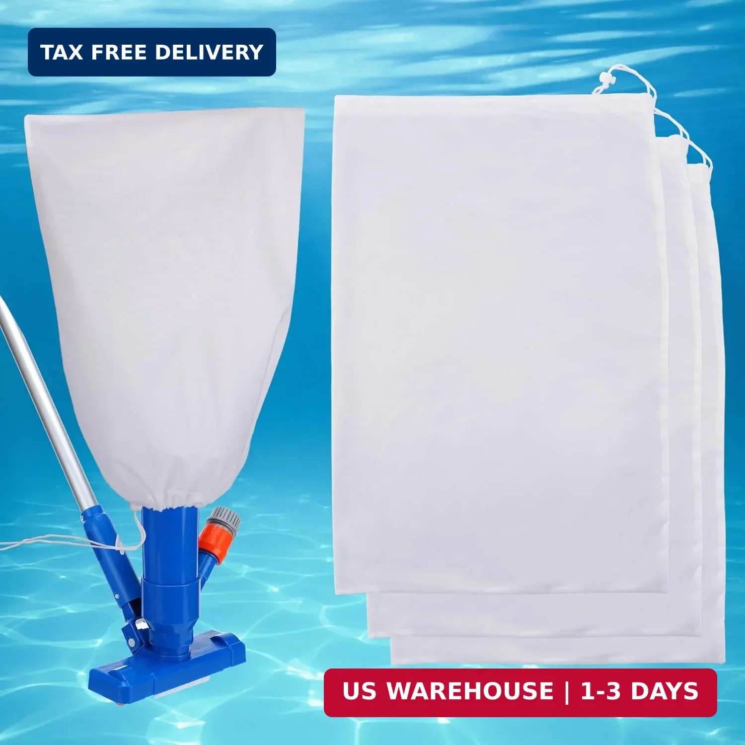 4 Pack High-Density Pool Leaf Vacuum Bags 16&Prime;x24&Prime; Fine Mesh Pull Lock Filter M