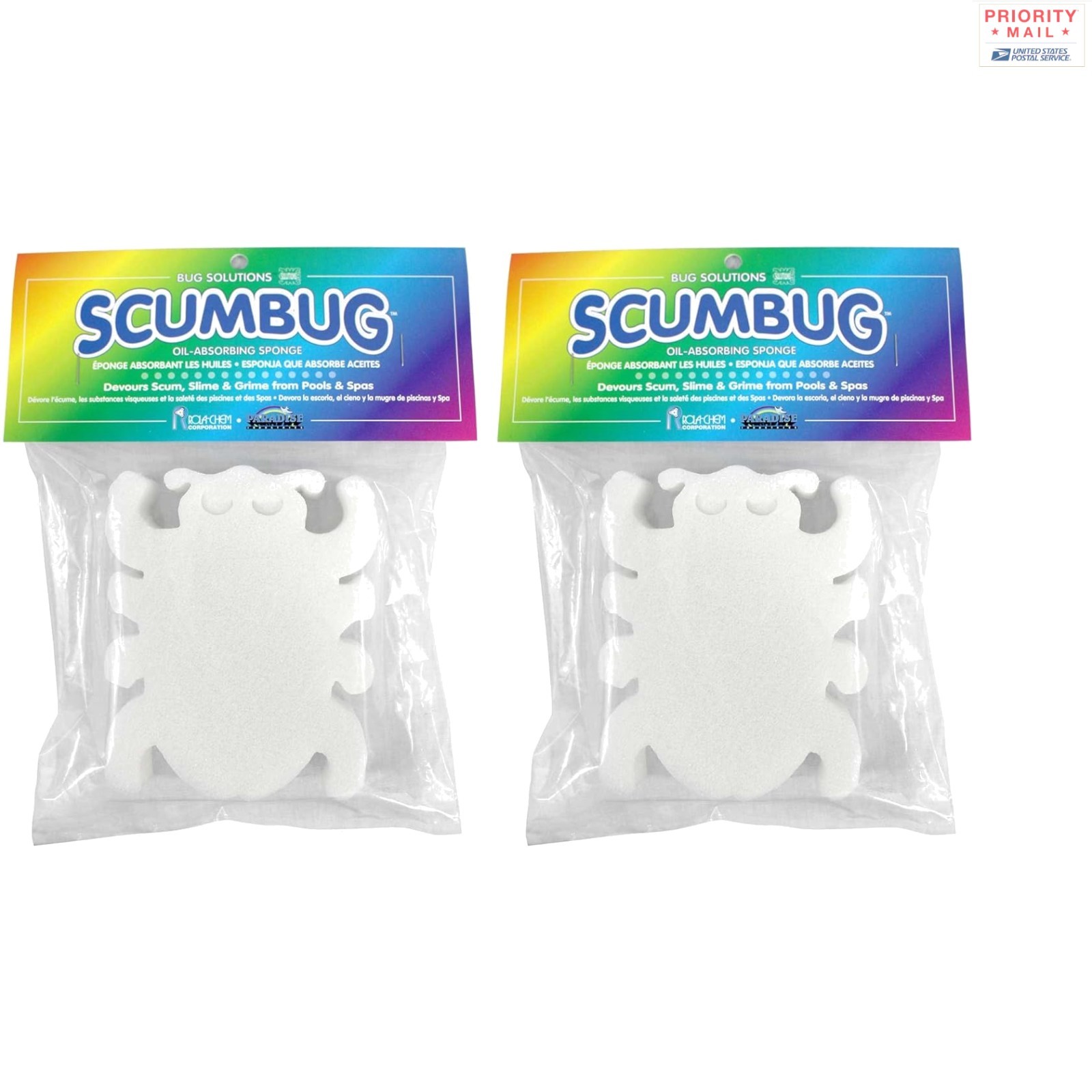 Swimming Pool Sponge Scumbug 2 Pack Oil Absorbing for Scum Lines and Cleaning