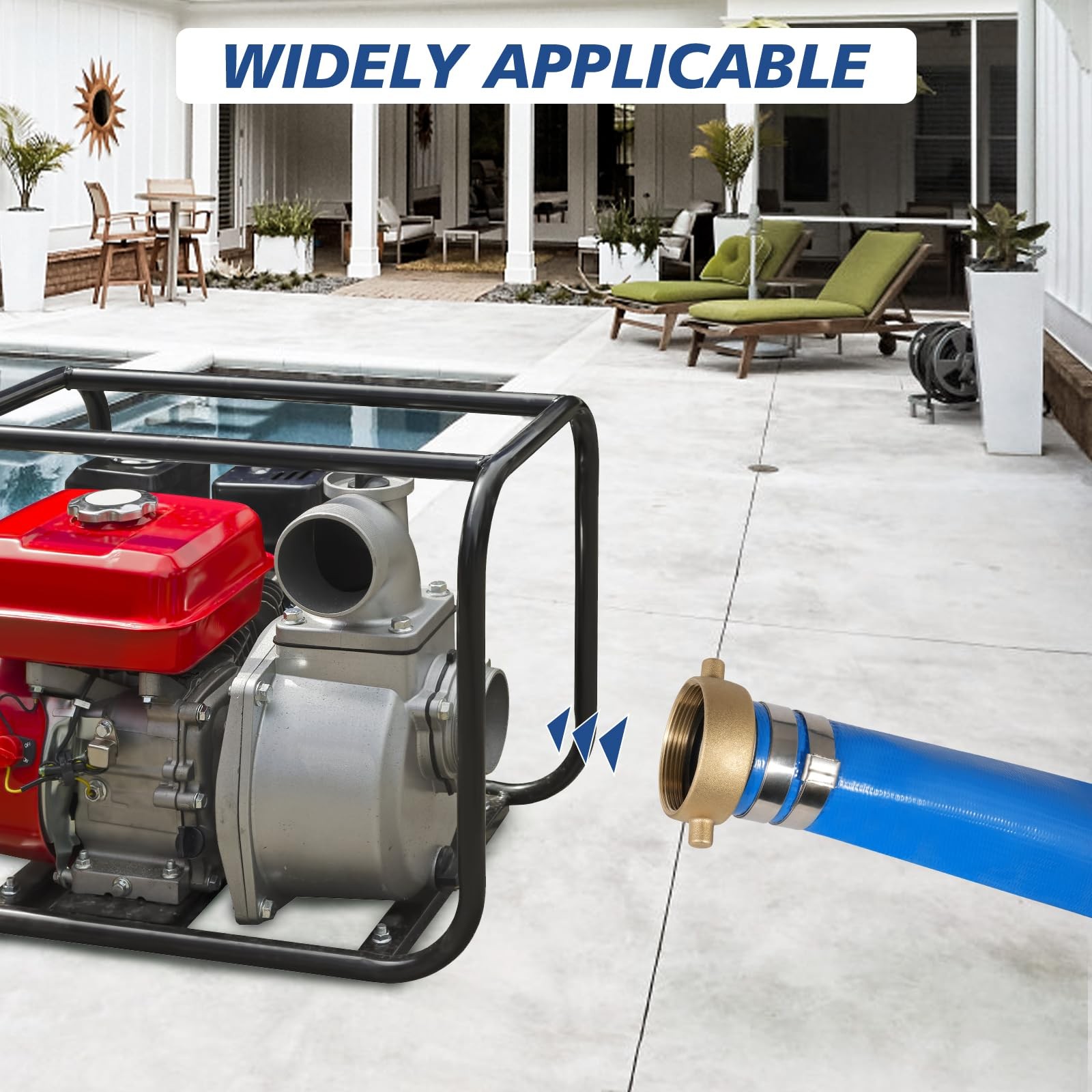 Heavy Duty 50ft 1.5in PVC Lay Flat Pool Backwash Hose w/ Aluminum Connectors