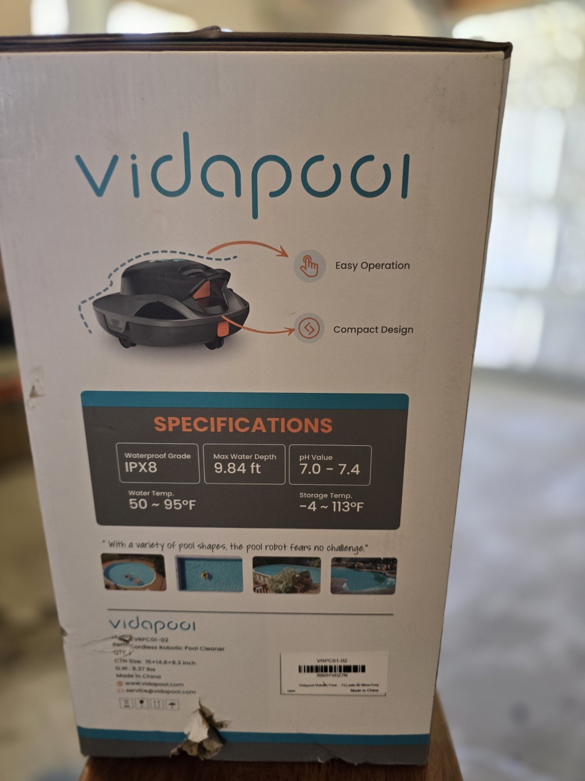 Vidapool Cordless Robotic Pool Cleaner VRPC01-02 90 Min 15.1L