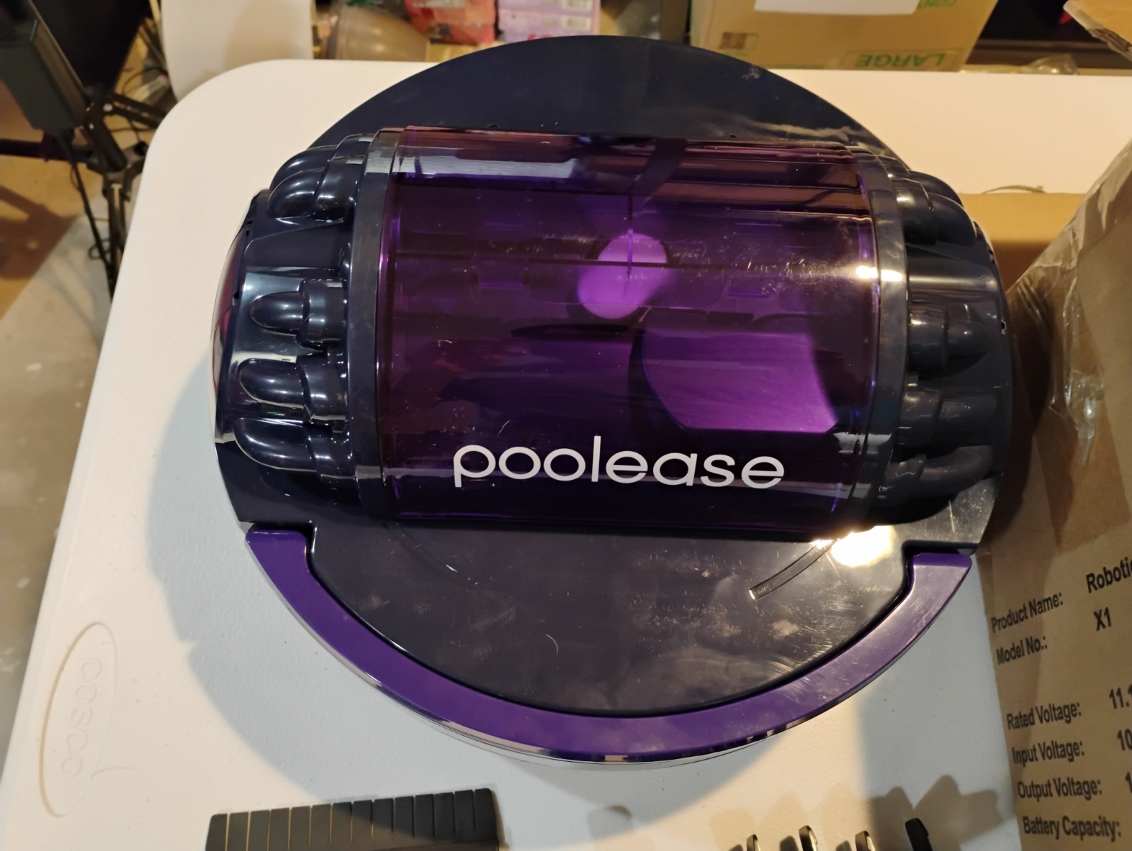POOLEASE X1P4 Cordless Automatic Robotic Pool Cleaner Testing No Retrieval Hook