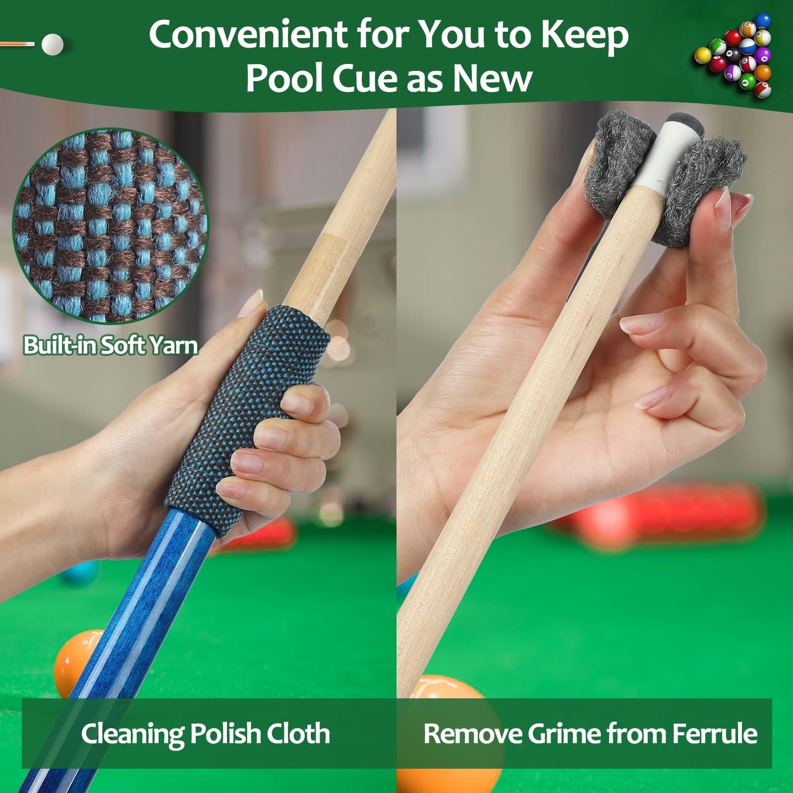 Pool Table Brush Set, 14pcs Billiard Table Felt and Cue Cleaning Accessories …
