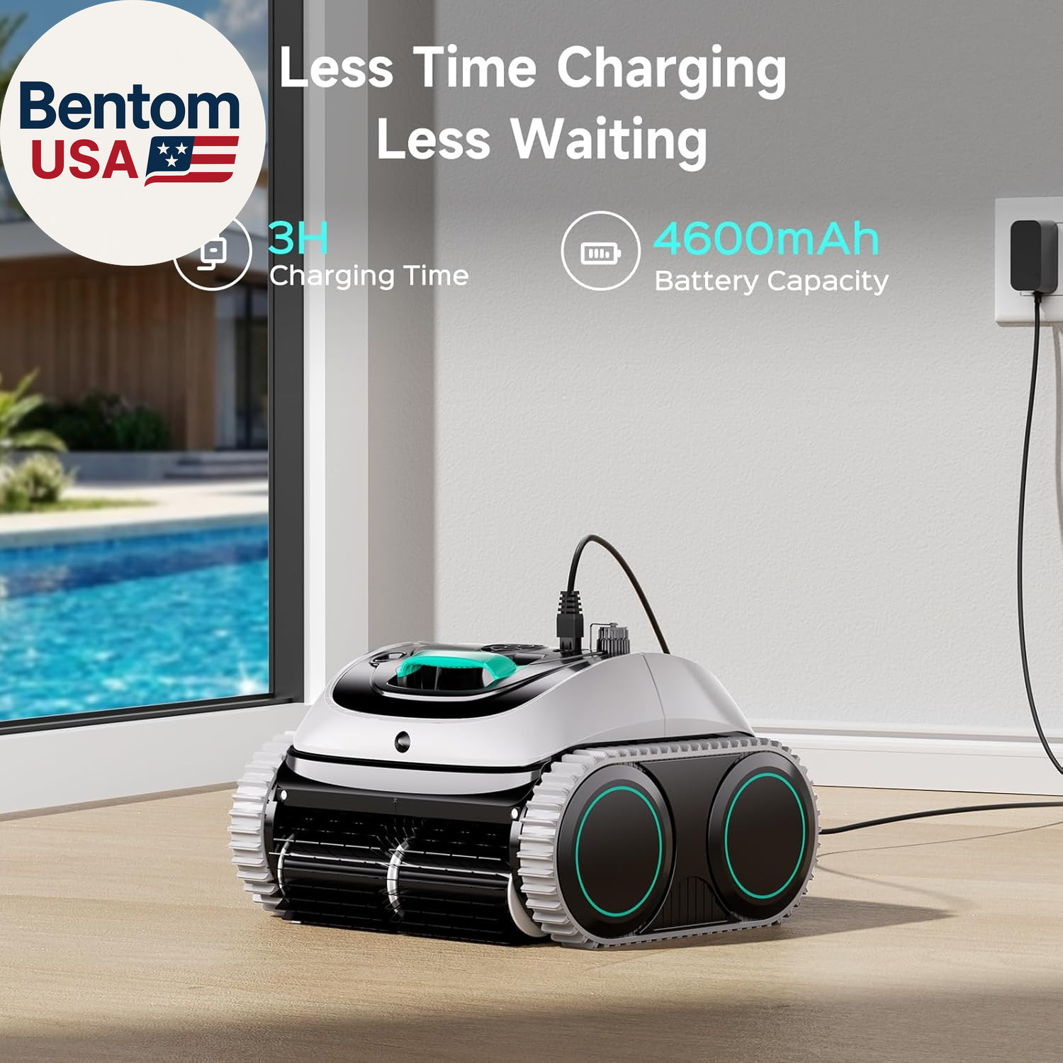 (2026 Upgrade) C1 Pool Robot Vacuum for Inground Pools, 4-In-1 Cordless Robotic