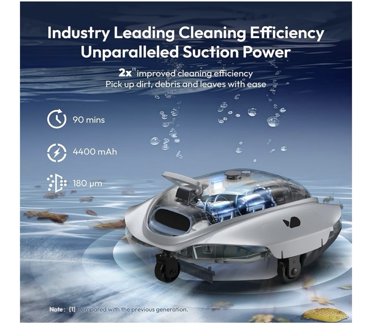 Color Grey Bublue Bubot 300P Robotic Pool Cleaner, Cordless Pool Vacuum with Ind