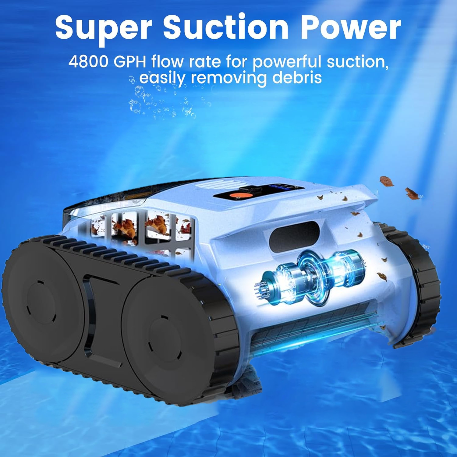 Automatic Cordless Robotic Pool Vacuum for Inground Above-Ground 2150 Sq. Ft