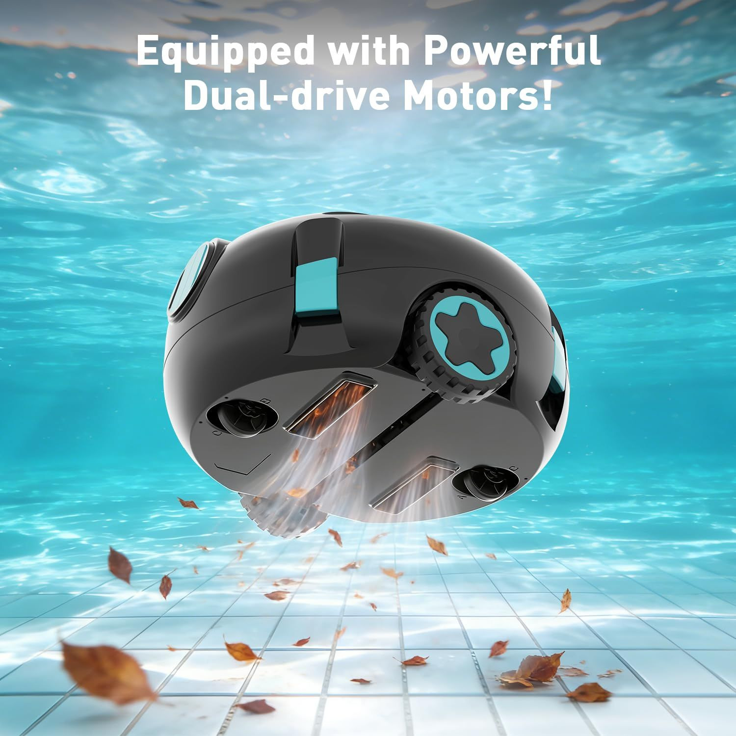 Cordless Pool Cleaner Robot, Robotic with Double Suction Blue
